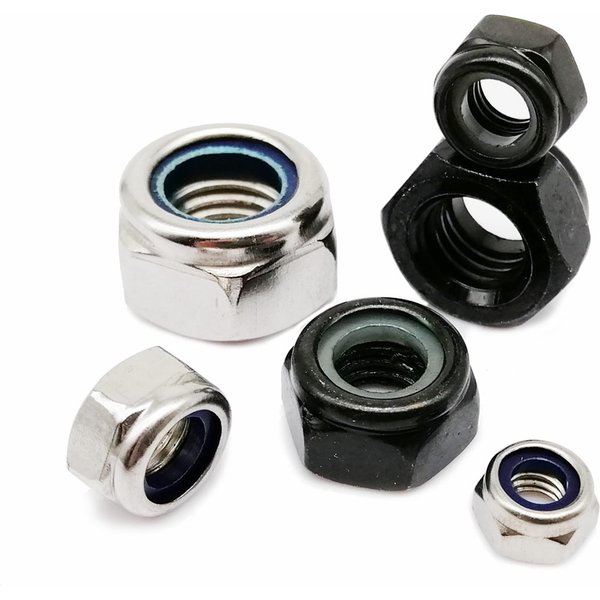 20/50/100 Stück M2 M2,5 M3 M3,5 M4 M5 M6 M8 M10 M12 304 Edelstahl Schwarz Sechskant-Nyloneinsatz Sicherungsmutter Sechskant selbstsichernde Sicherungsmutter