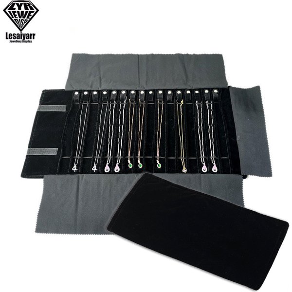 Travel Jewelry Organizer Roll Foldable Jewelry Case for Journey-Pendant Necklaces Jewerly Storage Bag Velvet Storage Box