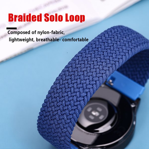 Bracelet à boucle Solo tressé 20mm/22mm, pour Samsung Galaxy watch 4 5/44mm/40mm/active 2/Gear S3, bracelet Huawei watch GT/2/2e/Pro