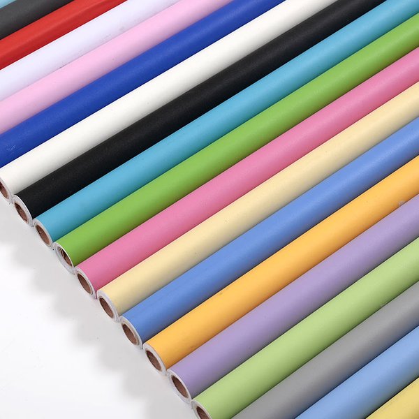 Papier peint auto-adhésif mat en PVC de couleur Pure, autocollant imperméable et résistant à l'humidité pour chambre à coucher, Film de rénovation pour meubles et armoires de bureau