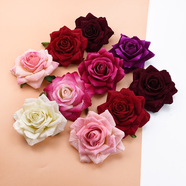 10 pièces 10CM Roses tête mariage plantes décoratives mur bricolage décorations de noël pour la maison mariée broche fleurs artificielles pas cher