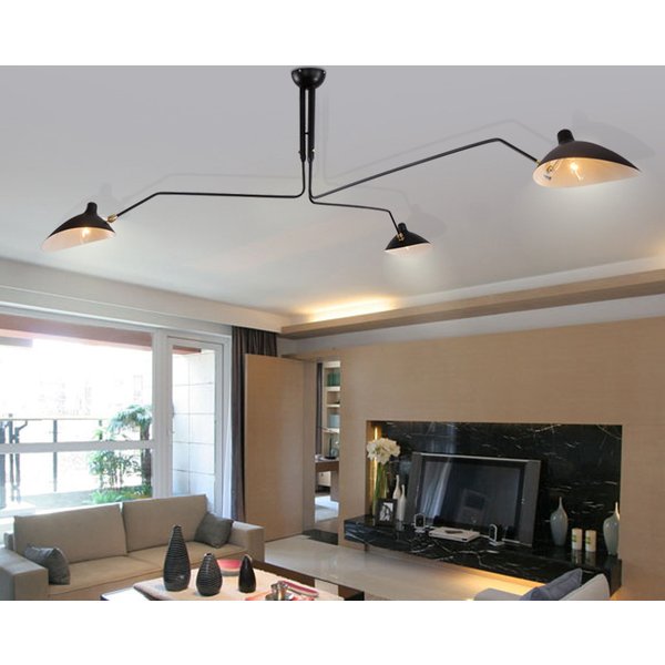 Mouille-Plafonnier LED Noir en Fer Style Nordique, Luminaire Décoratif d'Nik, Style Industriel, Idéal pour un Salon