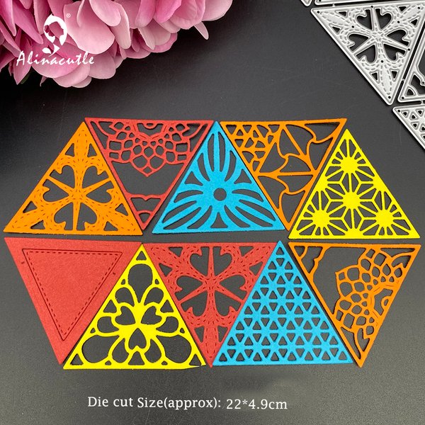 Alinacutle – ensemble de cadres triangulaires découpés en métal, Scrapbooking, papier artisanal, modèle de carte d'album fait à la main