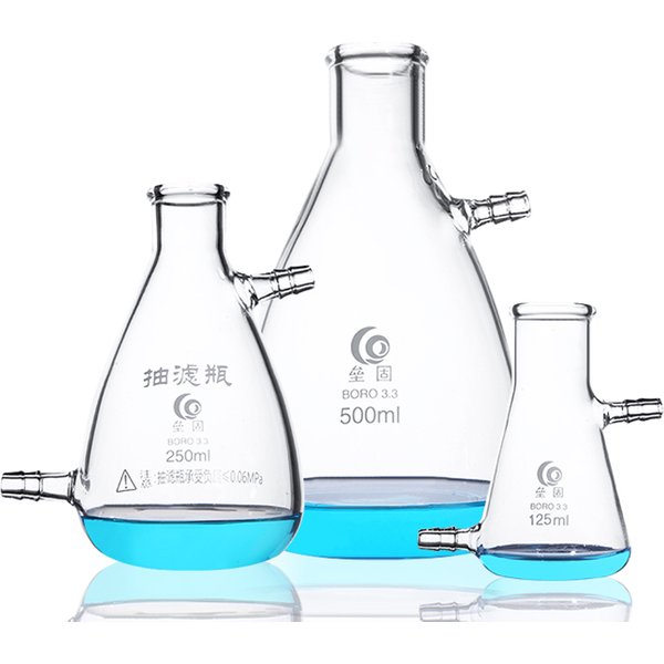 Lab Glass Suction Filter Bottles with Upper and Lower Spouts Accessory Flask with Side Arm Laboratory Filtration