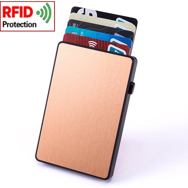 YUECIMIE Gold Thin Pop Up ID RFID Card Holder For Man Slim Men's Card Wallet RFID Creative Credit Card Case For Women Female