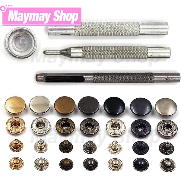 50set Snaps Button Metal Snap Fasteners Press Studs Kit Optional 4 Installation Tools For Clothes Garment Bag Shoes Leathercraft