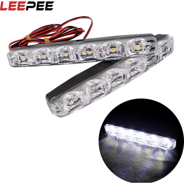 LEEPEE 1 Pair DRL LED Car Daytime Running Lights 6 LEDs DC 12V Auto Fog Light Driving Lamps Car-syling Super Bright