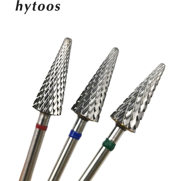 HYTOOS foret à ongles en forme de cône carbure 3/32 "fraise pour manucure fraise rotative perceuse électrique accessoires outil