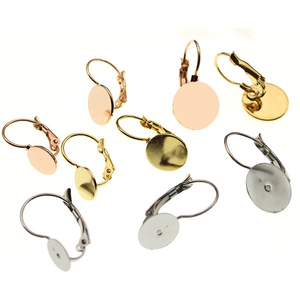 10Pcs Stainless Steel Blank French Earring Hooks Base Findings 6/8/10/12mm Cabochon Settings Bezel Tray Jewelry Making Supplies