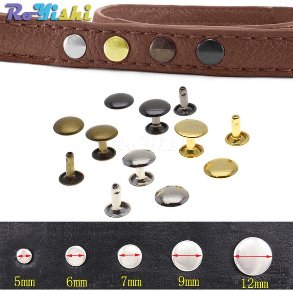 100 Teile/satz 6mm-12mm Metall Runde Doppel Kappe Nieten Nieten Nagel Für Leder Handwerk Zubehör Reparatur Schuhe tasche Gürtel Kleidung