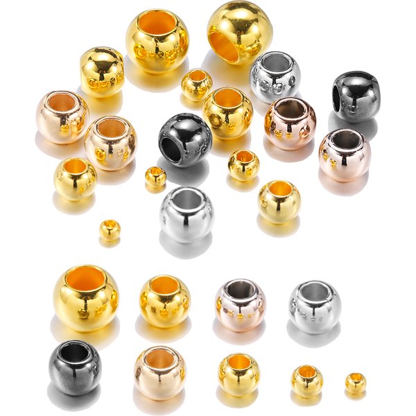 50-100 pièces 4 6 8 10 12mm boule grand trou perles rondes CCB perles d'espacement en vrac pour accessoires de fabrication de bijoux à bricoler soi-même (pas en métal)