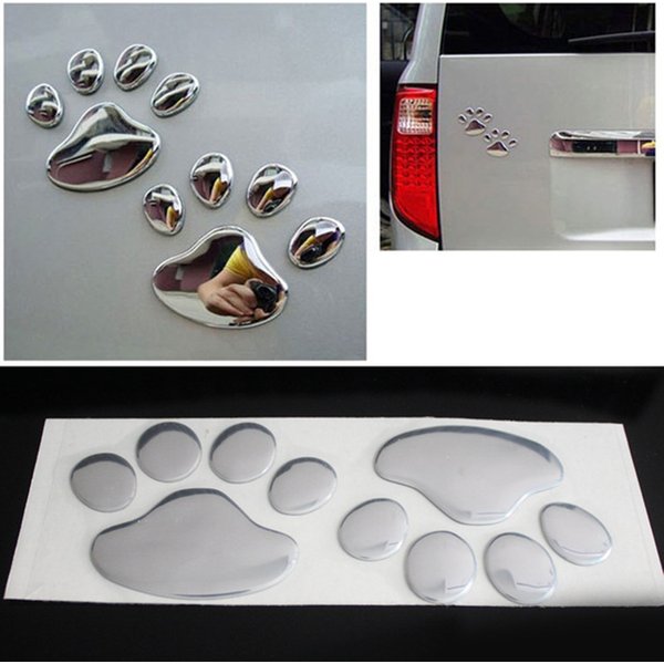 Autocollant de voiture 3D en PVC, motif patte d'animal (chien, chat), design cool, lot de 2 pièces, accessoires auto
