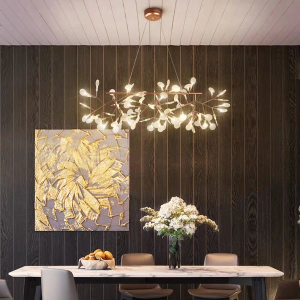 Lustres nordiques Heracleum, salon, cuisine, couloir, post-moderne, noir, rose, or, design de lampe, branche ronde, AN-LY