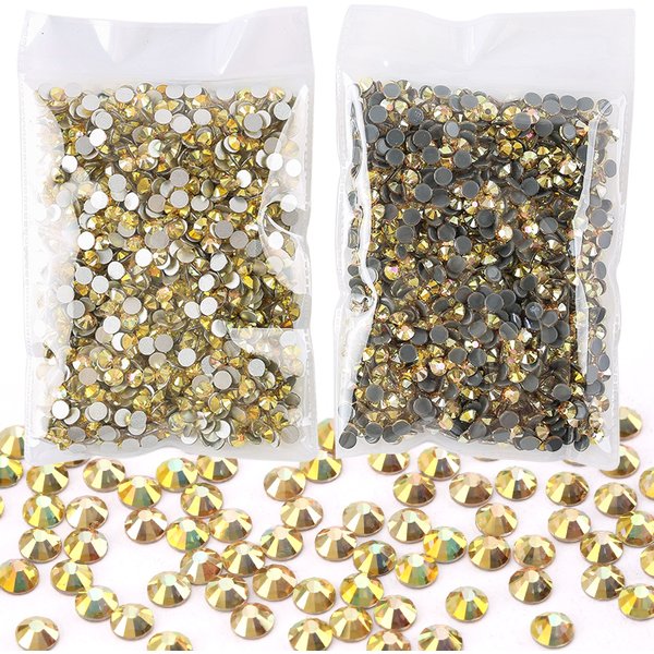Strass à dos plat en métal cristal, lumière du soleil, jaune brillant, pierres à paillettes, fer à repasser sur vêtements, accessoires de décoration