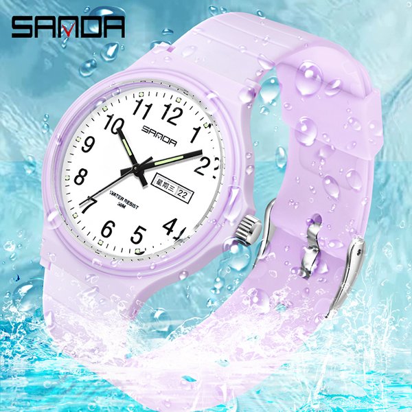 Mode Sanda Top Marke Calenda Quarzuhr Minimalismus Stil Damen Armbanduhr Einfache Schwarz Weiß Wasserdichte Uhr Uhr Reloj
