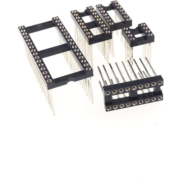 Prise IC ronde au pas de 0.100mm, 6, 8, 14, 16, 18, 20, 24, 28, 32, 40 broches, 18 broches, plaque usinée, carrée politiquement, fil DIP, 5 pièces