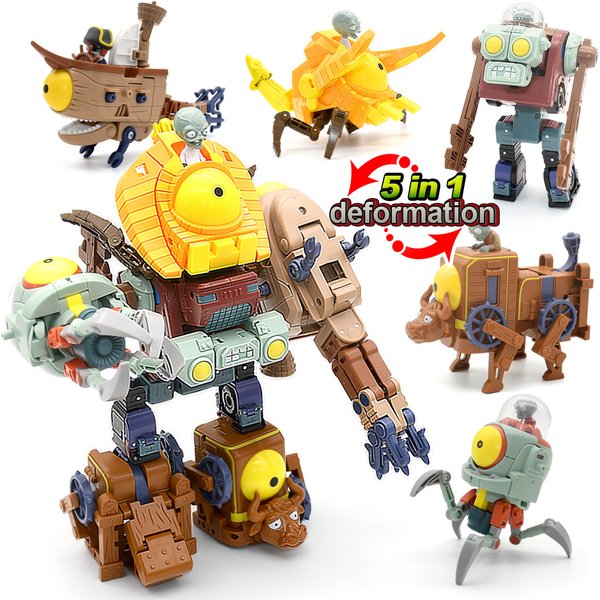 5-in-1 Plant vs. Zombie-Paket für Jungen BOSS Roboterpuppe PVZ Zombies Lernspielzeug PVC Actionfigur Modellspielzeug Kindergeschenk