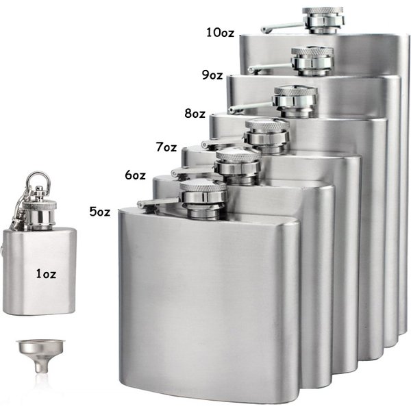LMETJMA 1 4 5 6 7 8 9 10 oz Edelstahl-Flachmann mit Trichtertasche Flachmann Alkohol Whisky Flachmann Schraubverschluss KC0139