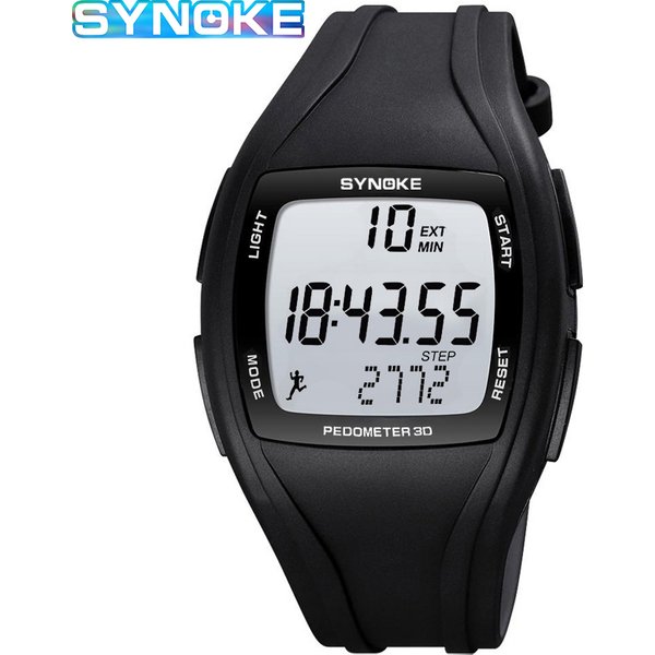 Montres numériques pour hommes, marque SYNOKE, podomètre multifonction, 5 bars, étanche, bracelet en Silicone, montre de Sport pour hommes