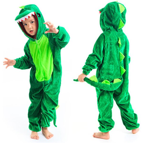 Mignon enfant dinosaure Kugurumi Costume Cosplay garçons 2-4T 4-8Y vert noir maternelle école fête jeu de rôle Costume Umorden