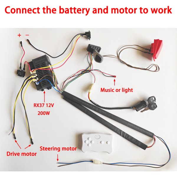 Faisceau de câbles 24V 12V pour voiture électrique enfant DIY avec télécommande, faisceau de câbles pour jouets électriques pour enfants