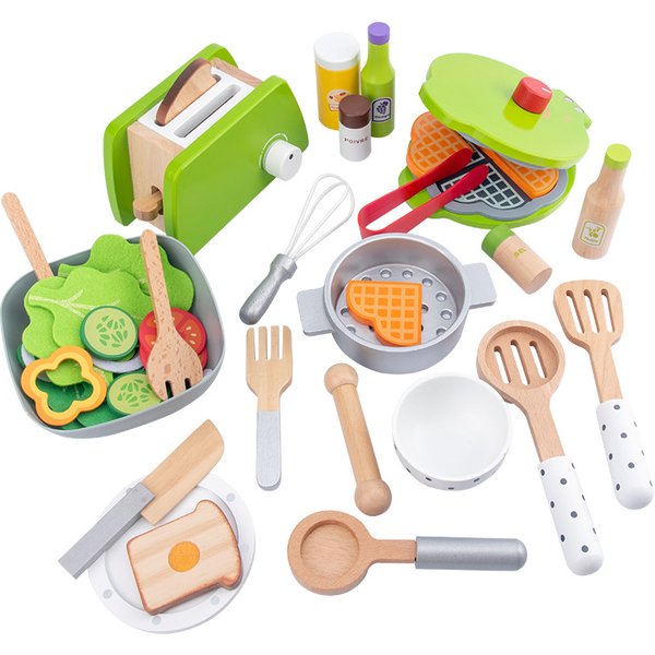 DIY Wooden Kitchen Toy Pretend Play Simulation Model Set Coffee Machine Cooking Educational Toys Gift For Children Kids Girls