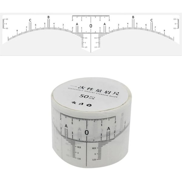 Disposable 50pcs / lot Microblading Ruler Guide Ruler Adhesive Sticker Permanent Eyebrow Makeup Eyebrow Tool