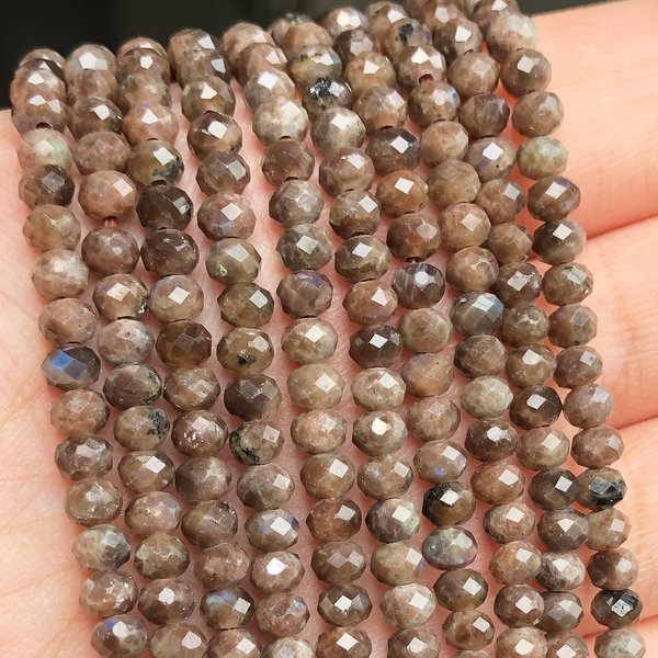 4x3mm fasetowane naturalne afrykańskie koraliki z labradorytu małe okrągłe luźne koraliki Rondelle do tworzenia biżuterii DIY bransoletka kolczyki