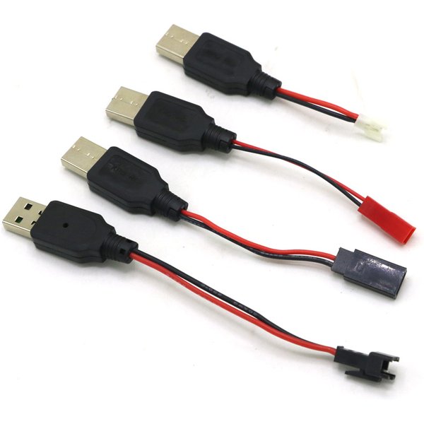 Câble de charge USB RC pour batterie lithium 3.7V avec connecteur USB vers JST/SM/Futaba pour drone quadricoptère 3Rc