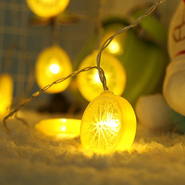 Lemon Garland Wreath Hanging Lamp Christmas Decorations 2026 Led Festoon String Light New Year 2026 Decor 3/6M Guirlande à piles pour chambre / chambre / Xmas / Party / Maison / Décor de mariage