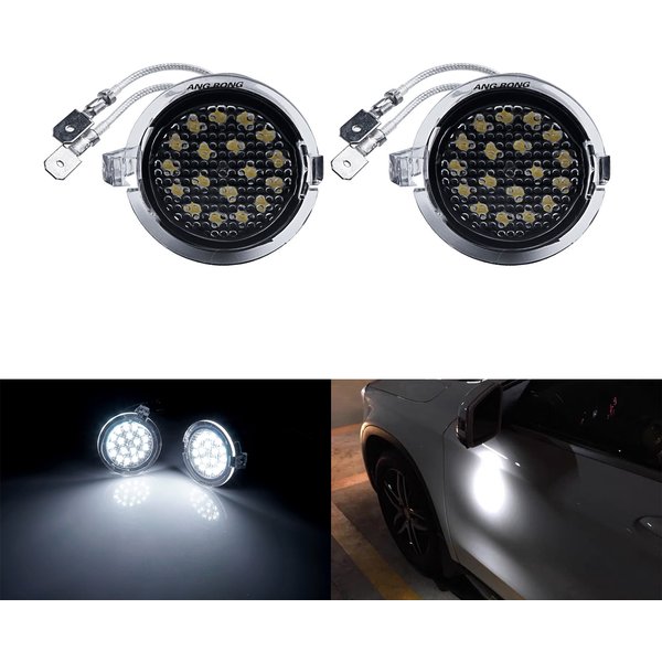 ANGRONG 2x LED Side Under Mirror Puddle Light For Ford Focus C-Max Kuga Mondeo Fusion Ranger Expedition F-150 Edge S-Max