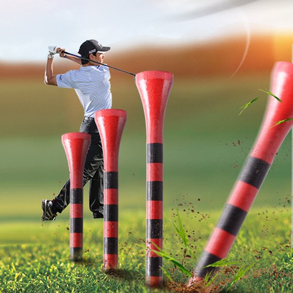 100pcs/pack Professional Bamboo Golf Tees 5x Strong Than Wooden Tee Red White Practice Game Ball Tee for Irons Drivers Hybrids