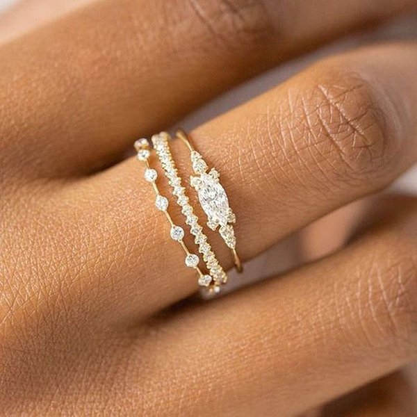 Nouveau INS couleur or Noble tendance bagues délicates pour les femmes entrée Lux Zircon Midi bagues pour fille anniversaire bijoux KAR229