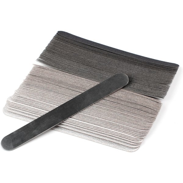 50pcs Mini Replaceable Sandpaper Nail File 100/180/240 Grey/Black Straight Removable Pads Stainless Steel Handle Metal Buffers