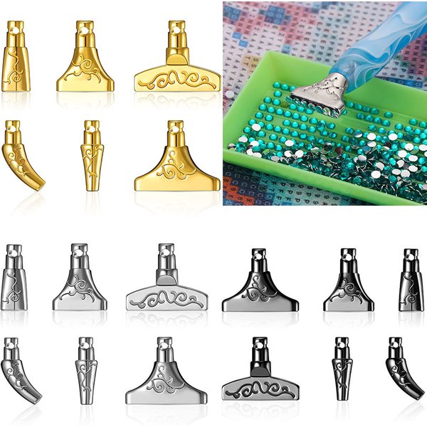 6Pcs 5D Diamant Malerei Werkzeug Metall Punkt Bohrer Stift Köpfe Diamant Stickerei Zubehör Ersatz Metall Multi Placer Spitze