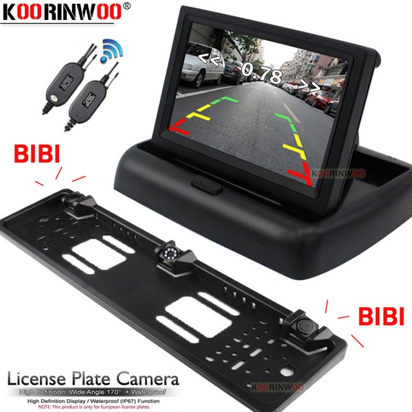 Koorinwoo-Cadre de plaque de planificateur de numéro sans fil Parkmaster EU, caméra de recul, capteurs de stationnement de voiture 2 avec moniteur LCD, pas de perceuse