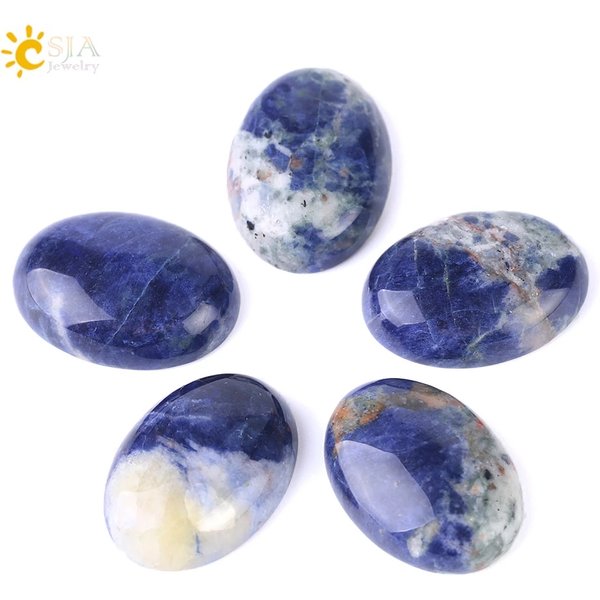 CSJA 1PC Natural Stone Sodalite Cabochon Beads Oval CAB 13X18mm 30x40mm Semi-precious Stones Fit Handmade Jewelry Women Men F510