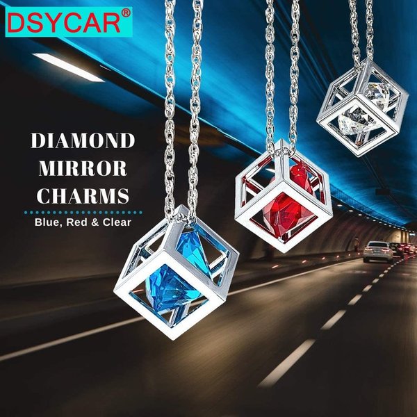 DSYCAR 1Pcs Auto Anhänger Kristalle Cube Auto Charms Rückspiegel Dekoration Automobil Ornamente Hängen Innen Suspension
