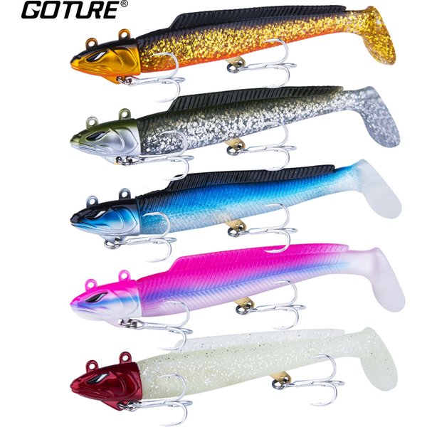 Goture 5 pièces/ensemble tête de gabarit leurre de pêche souple Wobblers en Silicone appât artificiel pour la pêche au brochet de carpe 21g 28g leurre souple