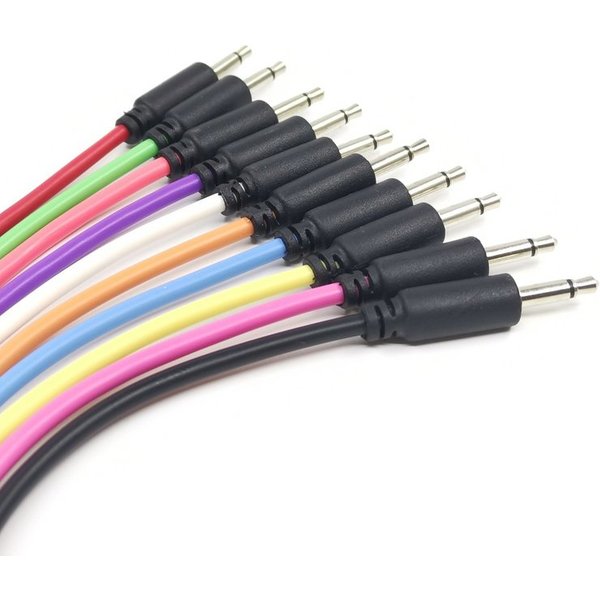 Câbles modulaires mono - TS 3,5 mm 1/8 pouces - Black Jack - Path Synth Synthétiseur Eurorack - 5 pièces 1 couleur - Orange Rose...