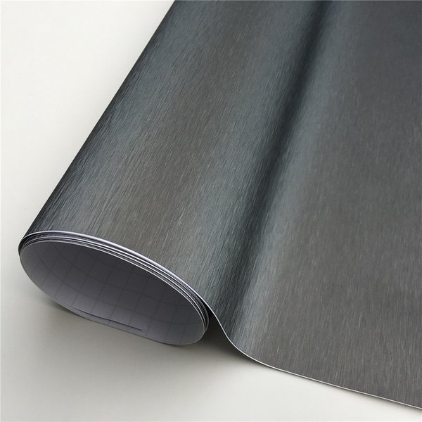 Grey Metallic Brushed Vinyl Wrap Car Film Wrapping Foil Bubble Free Furniture Console Computer Laptop Phone