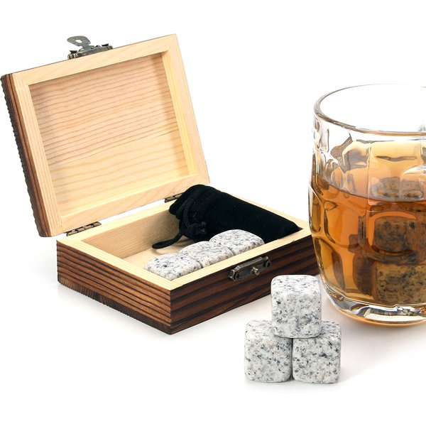Whisky-Steine-Set, 9 Natürliche Whisky-Steine, Exquisite Holzbox, Ein Geschenk für Whisky-, Scotch- und Bourbon-Liebhaber