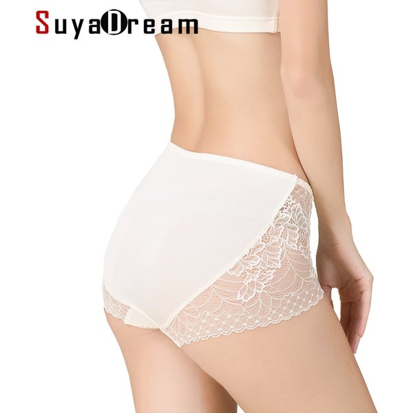 SuyaDream – culotte en dentelle pour femmes, 100% soie véritable, confortable, sain, usage quotidien, rose, blanc, taille moyenne