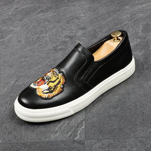 CuddlyIIPanda marque nouveauté hommes mode mocassins imprimer tigre broderie chaussures de mariage mocassins mâle retour hommes baskets