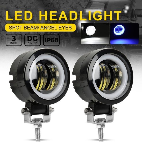 Jvisual 3 inch 40w wasserdicht runde LED engels augen Licht leiste 12v 24v 6500k weiß blau für Motorrad Offroad LED Arbeits licht
