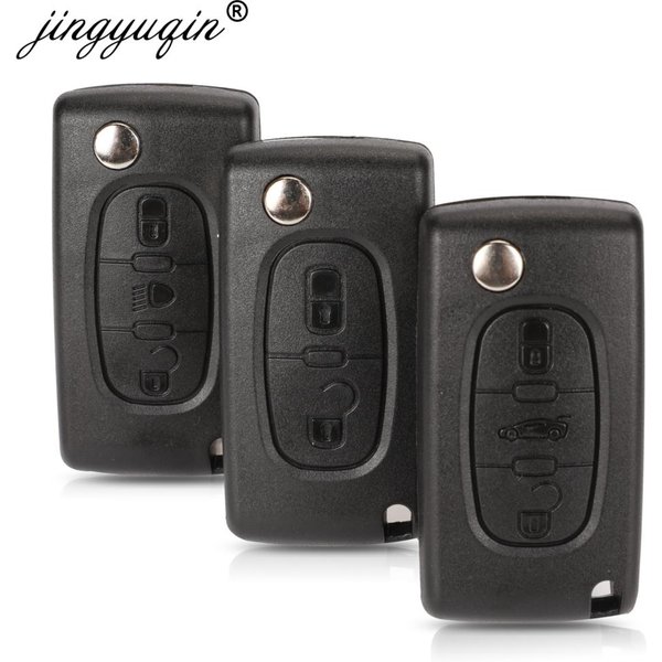 Jingyuqin-clé de voiture à rabat | 10 pièces, boutons 2/3, pour Peugeot 207 307 308 407, pour Citroen C2 C3 C5 C6