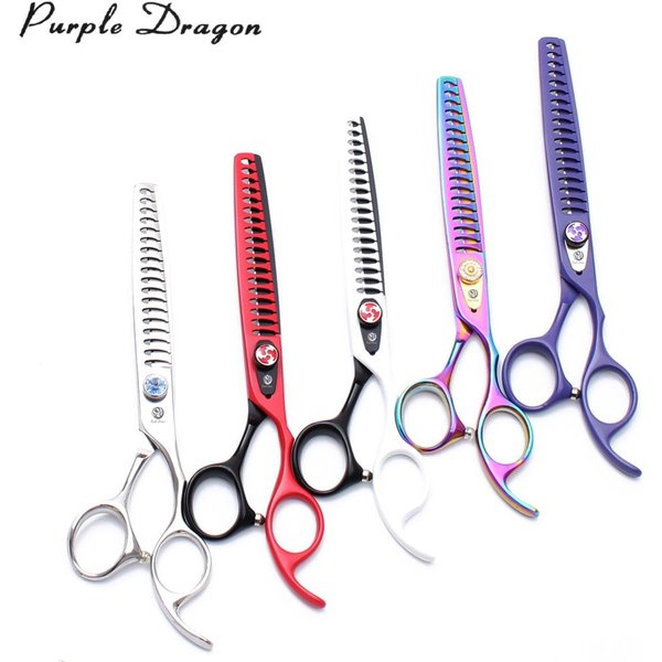 Dog Grooming Scissors Purple Dragon 7" 8" JP 440C Thinning Shears Fish Bone Tooth Professional Pets Scissors Dropshipping Z4004