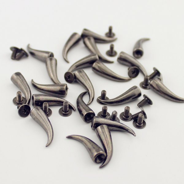 Rivales punk rock en métal noir, 20 pièces, 7x20mm, pour artisanat du cuir, pointes et goujons pour vêtements, chaussures de ceinture faites à la main