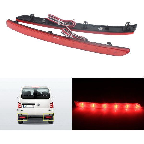 ANGRONG 2X LED Heckstoßstange Reflektor Bremslicht Lampe für VW T5 Transporter Multivan Caravelle