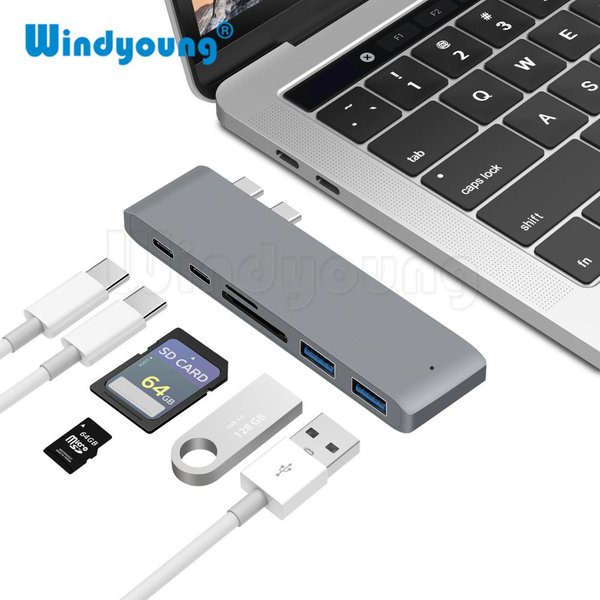 Adaptateur Hub USB C 6 en 1, pour MacBook Pro/Air M1 M2 2021 2020 2019 2018 Thunderbolt 3 PD USB 3.0, lecteur de carte SD TF
